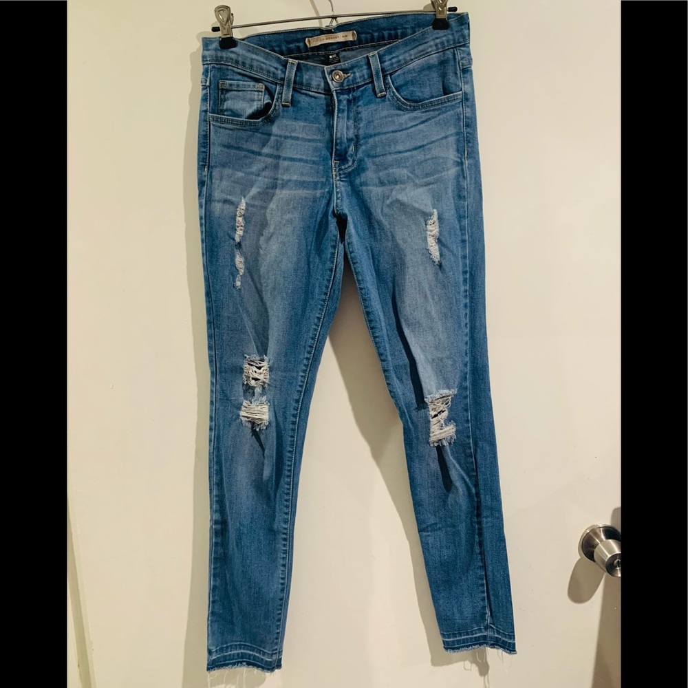 flying monkey distressed skinny leg jeans